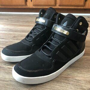 Adidas Men US13 High Top Black Laces Strap Athletic Casual Shoes Boots Sneakers
